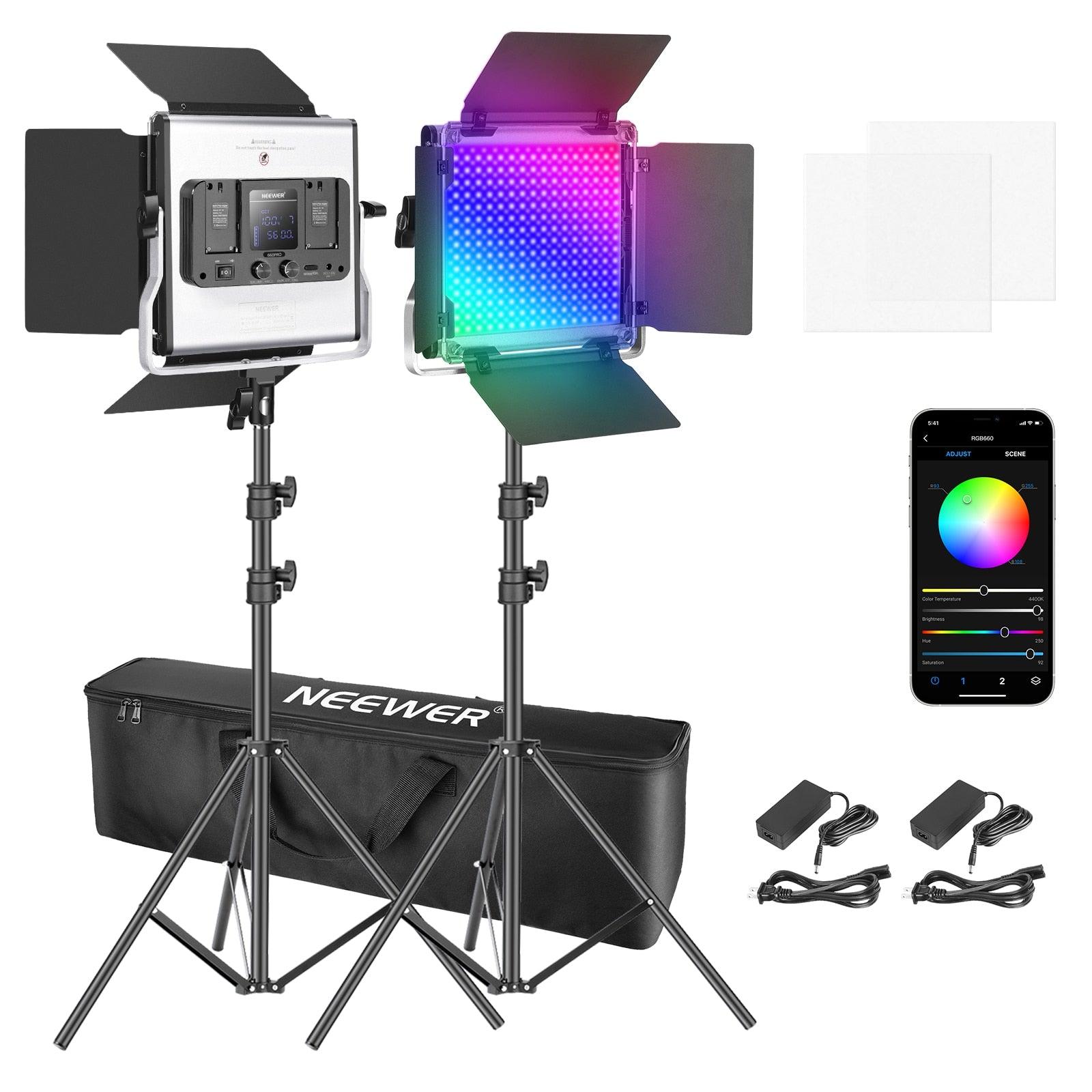 2 Pièces LED Vidéo Lumière, Dimmable Photographie Kit D'éclairage
