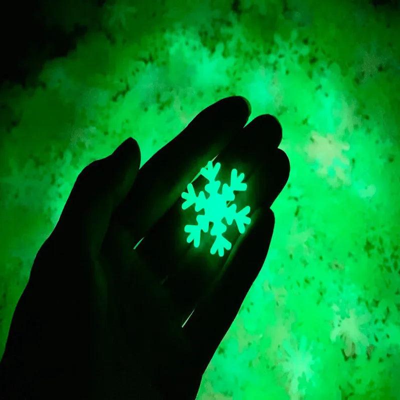 50pcs Luminous Snowflakes Wall Sticker Winter Frozen Party DIY Ornaments Christmas Decorations for Home Navidad Fake Snow Decor - YOURISHOP.COM