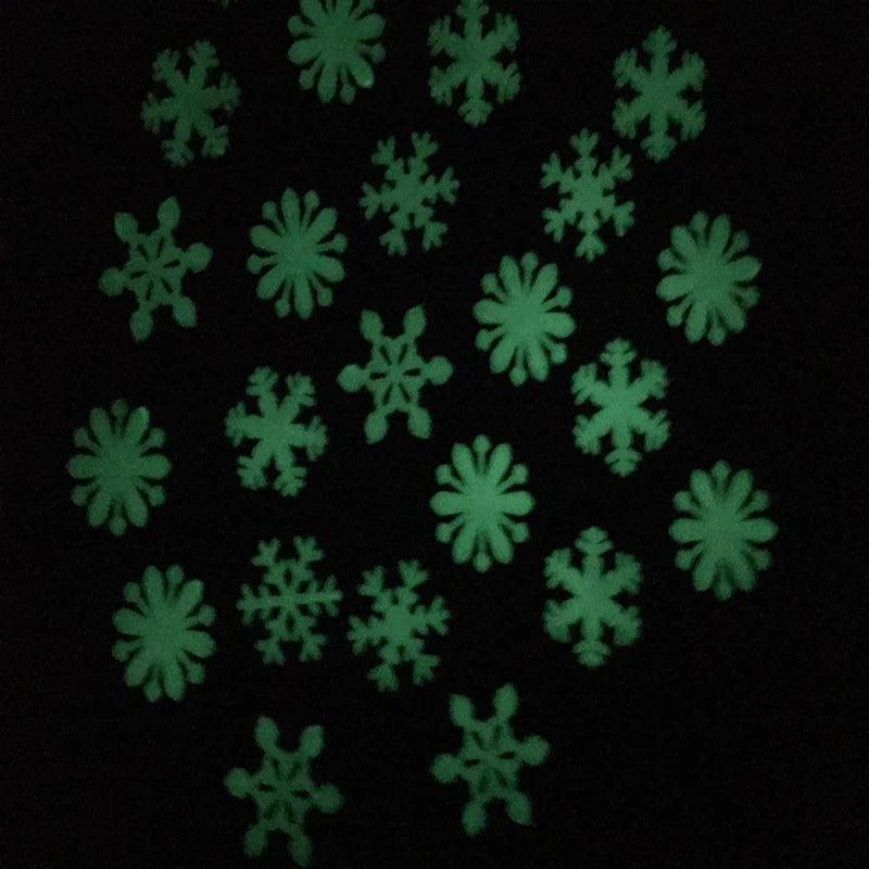 50pcs Luminous Snowflakes Wall Sticker Winter Frozen Party DIY Ornaments Christmas Decorations for Home Navidad Fake Snow Decor - YOURISHOP.COM