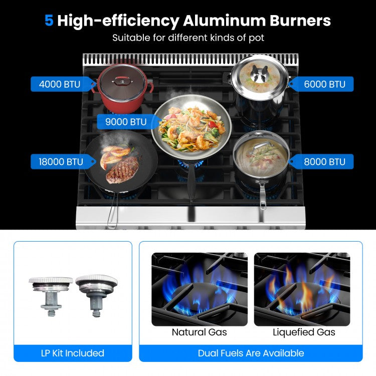 Freestanding Natural Gas Range with 5 Burners Cooktop 56318479, 30", 4.55 cu.ft.