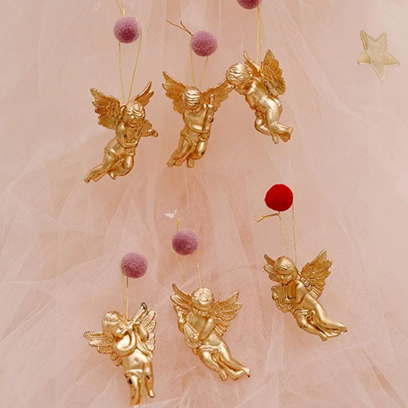 6pcs Xmas Gold Silver Angel Pendant 2023 Christmas Party Decoration Christmas Tree Decorations Hanging Ornaments New Year Gifts - YOURISHOP.COM