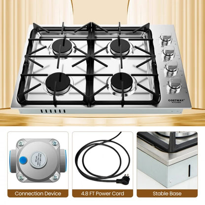 Costway Kichen Gas Cooktop CGC430, with 4/6 Powerful Burners and ABS Knobs，30/36 Inch