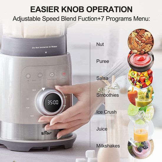 Bear Professional Blender PBJ-B10U6, 1000W Countertop Blender for Kitchen