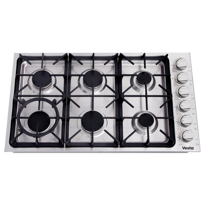 Vesta Vermont 36'' Stainless Steel Professional Gas Cooktop