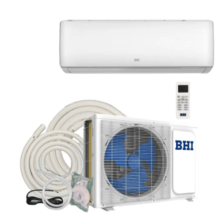 BHI 12,000 BTU 115-Volt, 17 SEER2, 600-Sq-Ft Ductless Mini Split AC with Heat Pump, 16.4ft Lineset - YOURISHOP.COM