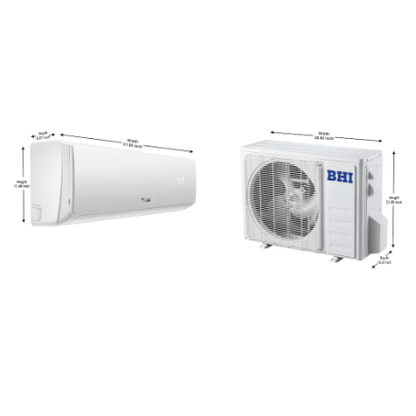 BHI 12,000 BTU 115-Volt, 17 SEER2, 600-Sq-Ft Ductless Mini Split AC with Heat Pump, 16.4ft Lineset - YOURISHOP.COM