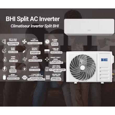 BHI 12,000 BTU 115-Volt, 19 SEER2, 600-Sq-Ft Ductless Mini Split AC & Heat Pump, 25ft Lineset - YOURISHOP.COM