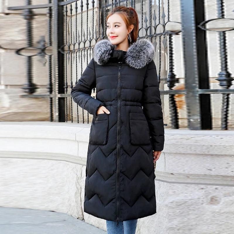 Both Two Sides Can Be Wore 2019 Women Winter Jacket New Arrival With Fur Hooded Long Coat Cotton Padded Warm Parka Womens Parkas - YOURISHOP.COM