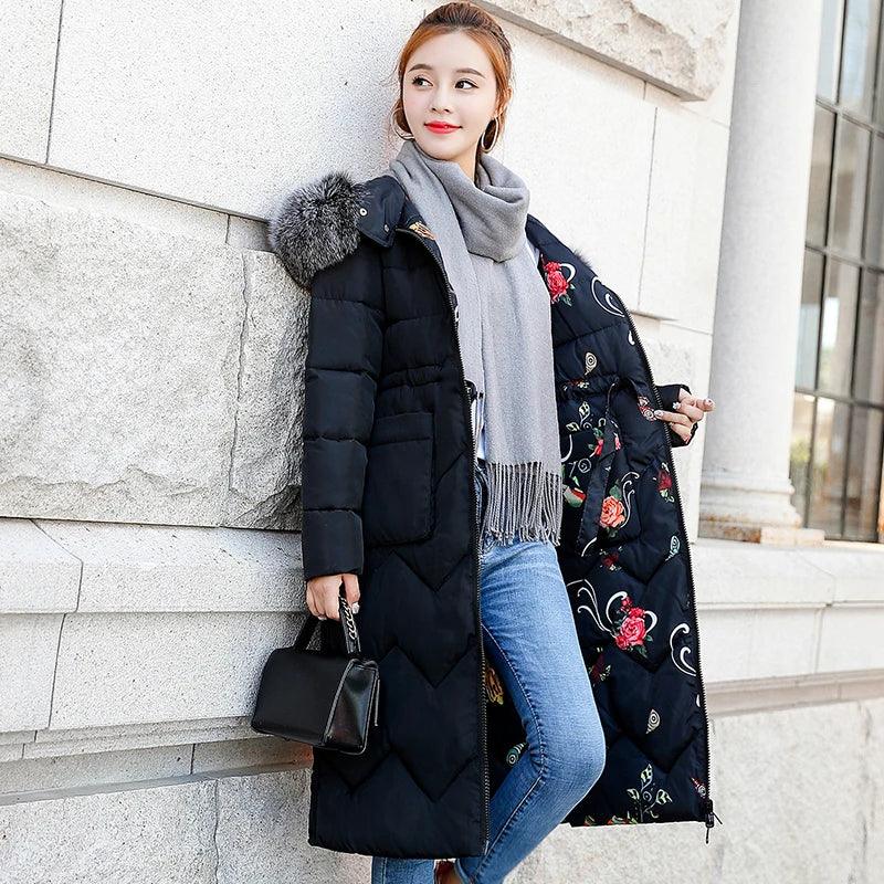 Both Two Sides Can Be Wore 2019 Women Winter Jacket New Arrival With Fur Hooded Long Coat Cotton Padded Warm Parka Womens Parkas - YOURISHOP.COM