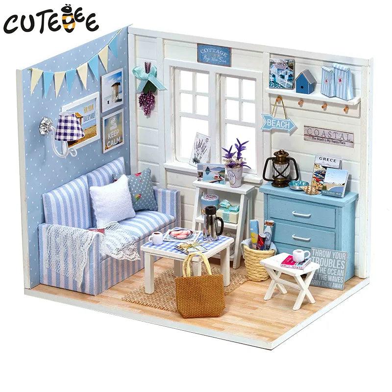 Diy Dollhouse Wooden Miniatures Doll House Furniture LED Lights House Building Kit Toys for Children Birthday Gifts - YOURISHOP.COM