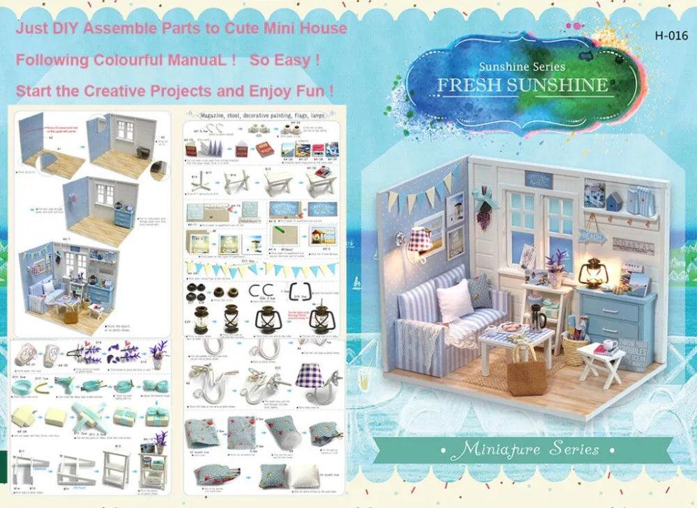 Diy Dollhouse Wooden Miniatures Doll House Furniture LED Lights House Building Kit Toys for Children Birthday Gifts - YOURISHOP.COM