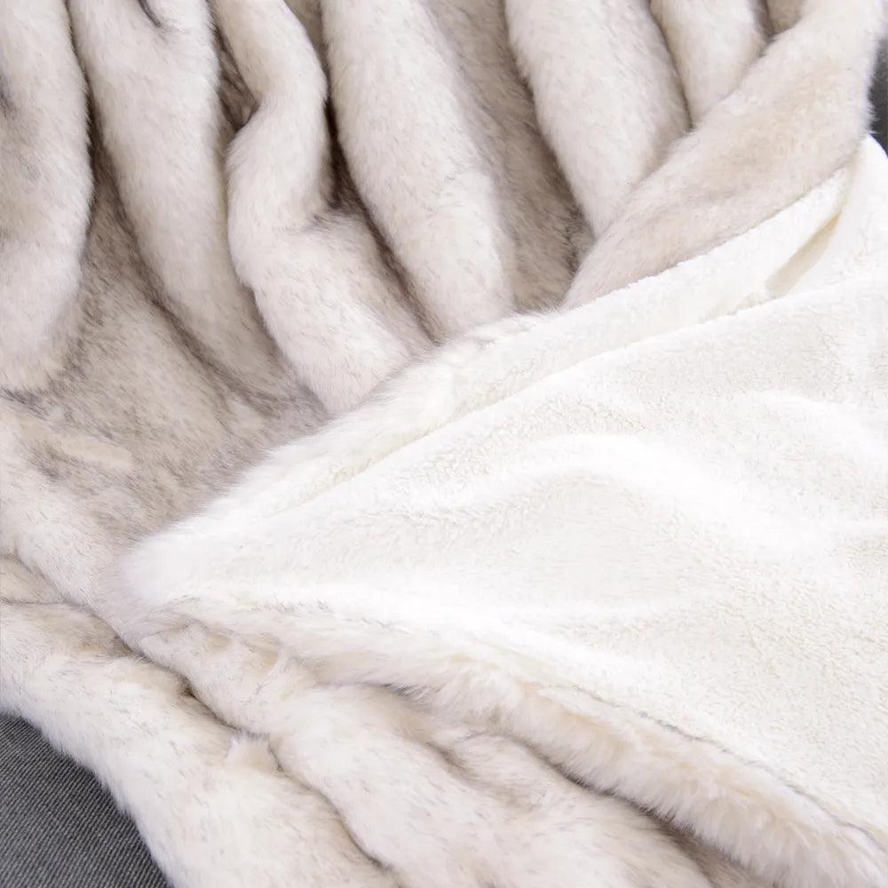 Double Layers Faux Fur Blankets For Beds Soft Warm Mink Throw Acrylic Long Pile Home Decor Imitated Fox Fur Throw Blankets - YOURISHOP.COM