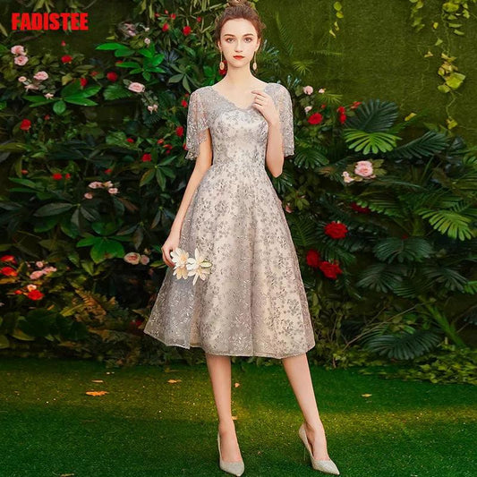 FADISTEE Cocktail Dresses Hot Selling Slim V-neck Short Style Women Vestido De Novia Tassel Prom Lace Plus Size Gown - YOURISHOP.COM