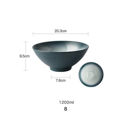 FANCITY Japanese Ramen Bowl Ceramic Single Noodle Bowl Household Salad Bowl large Bowl Creative Special Restaurant Tableware - YOURISHOP.COM