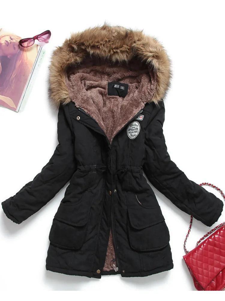 Fitaylor New Winter Women Jacket Medium-long Thicken Outwear Hooded Wadded Coat Slim Parka Cotton-padded Jacket Overcoat - YOURISHOP.COM