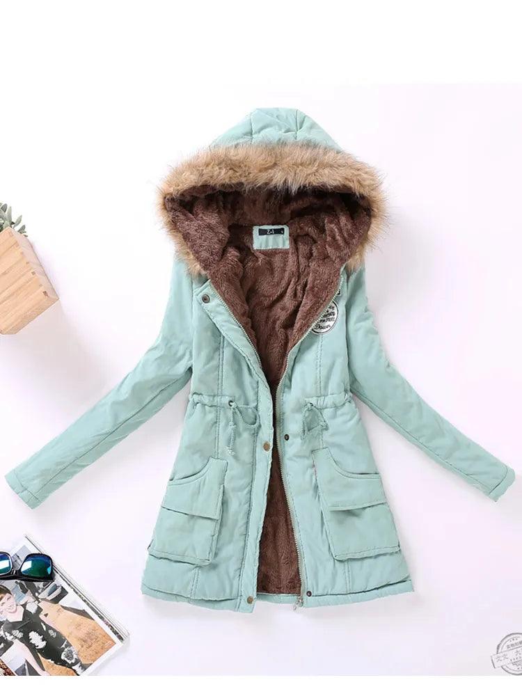 Fitaylor New Winter Women Jacket Medium-long Thicken Outwear Hooded Wadded Coat Slim Parka Cotton-padded Jacket Overcoat - YOURISHOP.COM