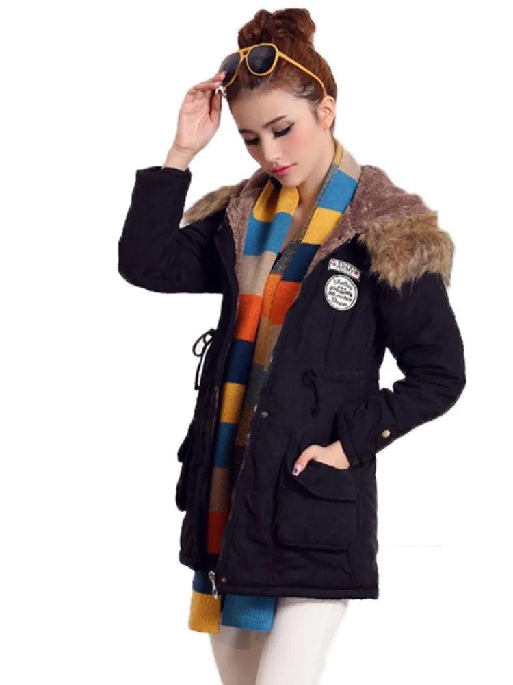 Fitaylor New Winter Women Jacket Medium-long Thicken Outwear Hooded Wadded Coat Slim Parka Cotton-padded Jacket Overcoat - YOURISHOP.COM