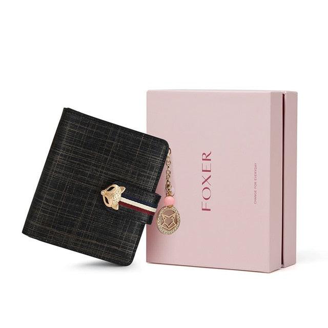 FOXER Card Holder Split Leather Women Wallet Designer Coin Purse Lady Zipper Wallet High Quality Cute Short Wallets With Pendant - YOURISHOP.COM