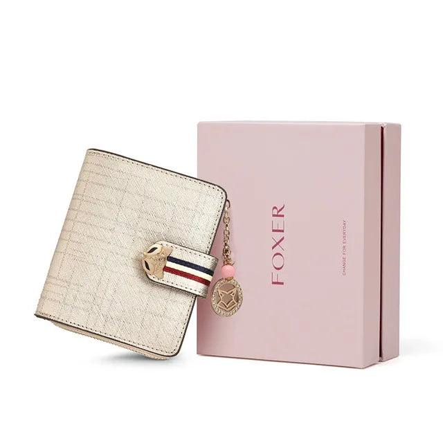 FOXER Card Holder Split Leather Women Wallet Designer Coin Purse Lady Zipper Wallet High Quality Cute Short Wallets With Pendant - YOURISHOP.COM