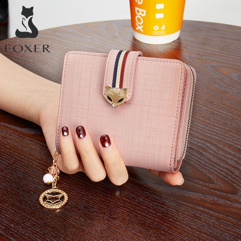 Foxer Hight Quality Cow leather Women's Long Zipper Clutch Wallets