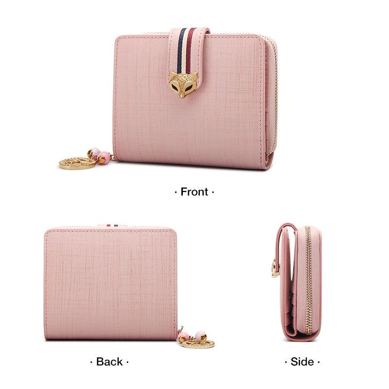 FOXER Card Holder Split Leather Women Wallet Designer Coin Purse Lady Zipper Wallet High Quality Cute Short Wallets With Pendant - YOURISHOP.COM