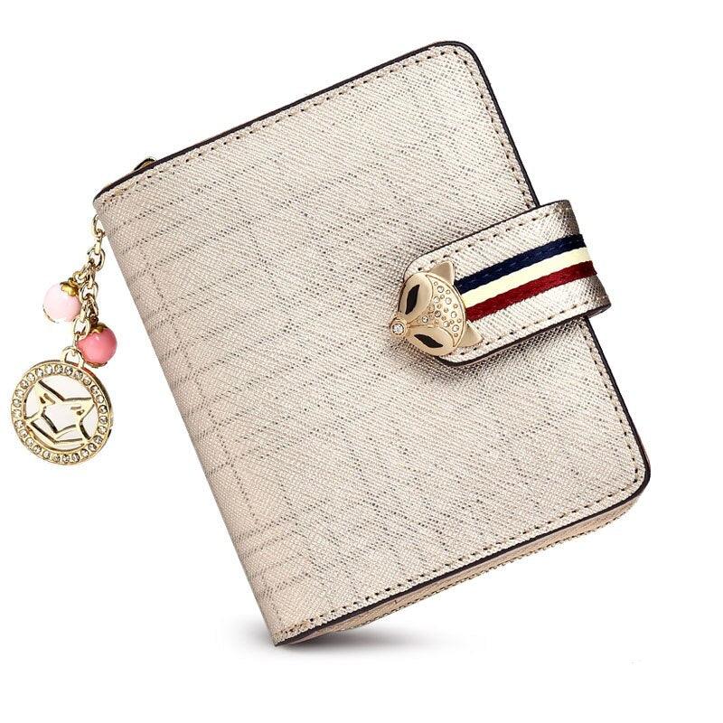 FOXER Card Holder Split Leather Women Wallet Designer Coin Purse Lady Zipper Wallet High Quality Cute Short Wallets With Pendant - YOURISHOP.COM