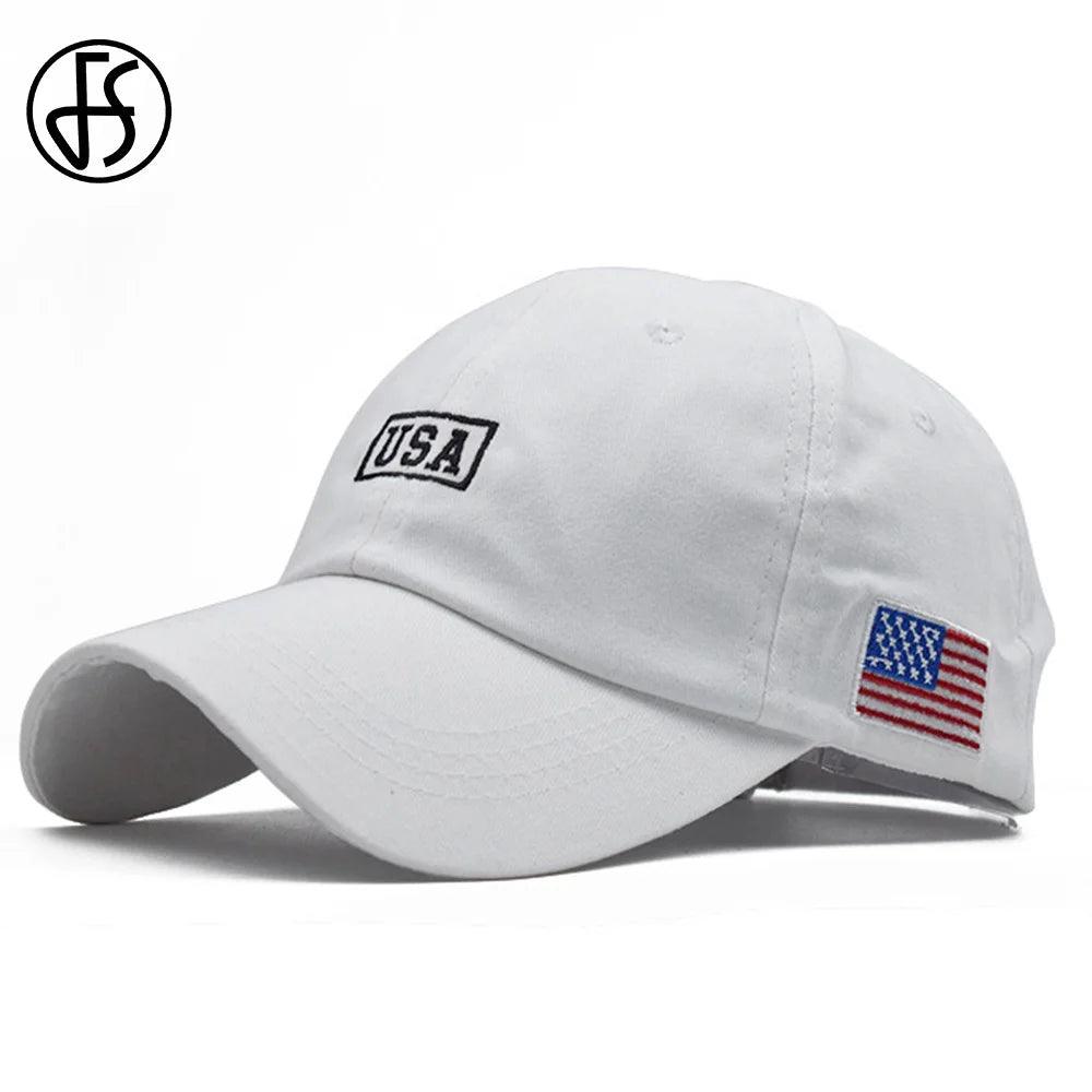 FS White American Flag Baseball Caps For Men Brand Streetwear Hip Hop Cap Cotton Women Snapback Trucker Hats Bones Masculinos - YOURISHOP.COM