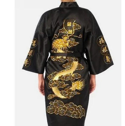 Hot Sale Burgundy Chinese Men Silk Satin Robe Novelty Traditional Embroidery Dragon Kimono Yukata Bath Gown Size M L XL XXL XXXL - YOURISHOP.COM