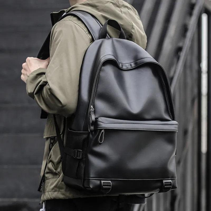 New Fashion Men Leather Backpack Black School Bags YOURISHOP.COM