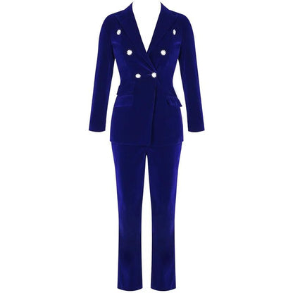 Ocstrade Summer Sets for Women 2020 New Navy Blue V Neck Long Sleeve Sexy 2 Piece Set Outfits High Quality Two Piece Set Suit - YOURISHOP.COM