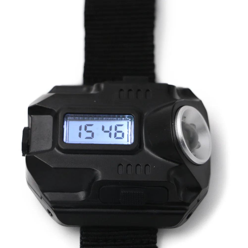 Portable Wrist Light R2 LED Wrist Watch Flashlight USB Rechargeable Wrist Flashlights Tactical Torch With Time Display Compass - YOURISHOP.COM