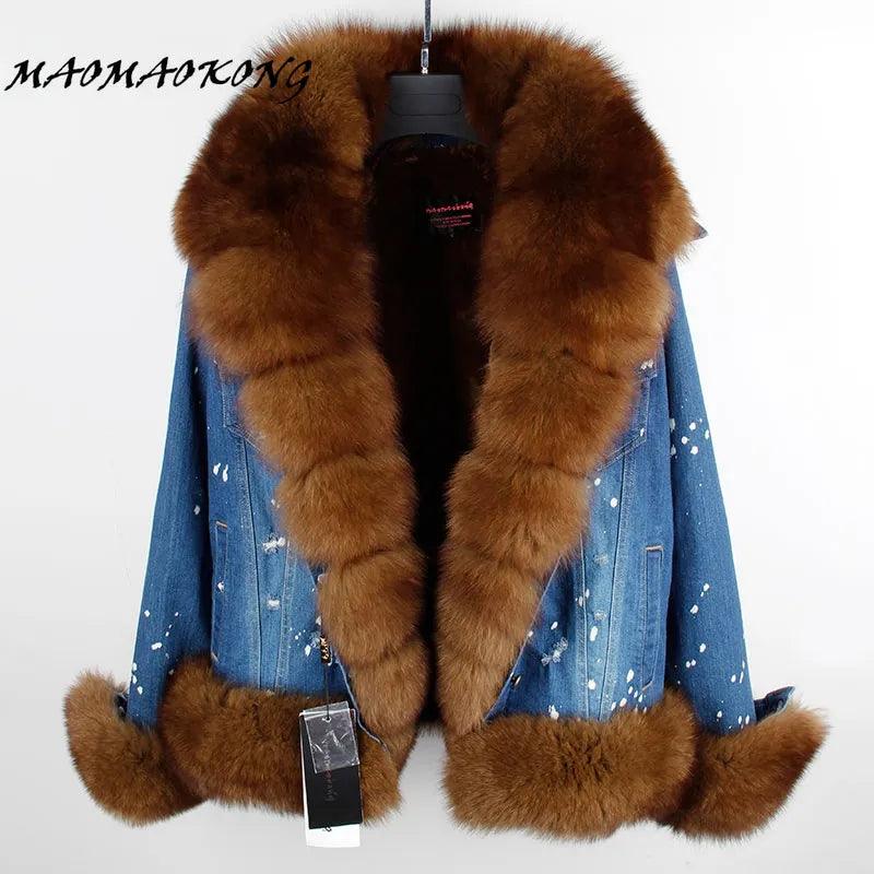 real fur women Short parka coat winter jacket real natural fox fur coat thick warm fur parkas - YOURISHOP.COM