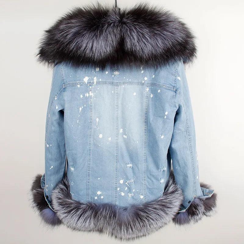 real fur women Short parka coat winter jacket real natural fox fur coat thick warm fur parkas - YOURISHOP.COM