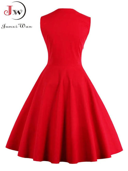 S-5XL Women Robe Retro Vintage Dress 50s 60s Rockabilly Dot Swing Pin Up Summer Party Dresses Elegant Tunic Vestidos Casual - YOURISHOP.COM