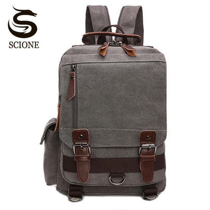 Scione Small Canvas Backpack Men Travel Back Pack Multifunctional Shoulder Bag Women Laptop Rucksack School Bags Female Daypack - YOURISHOP.COM