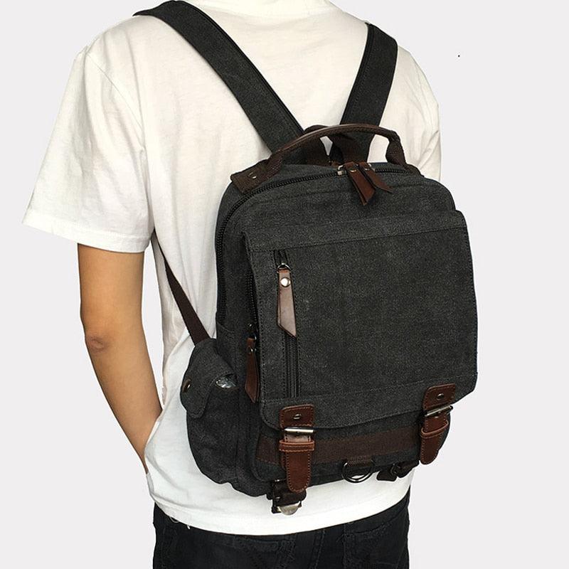 Scione Small Canvas Backpack Men Travel Back Pack Multifunctional Shoulder Bag Women Laptop Rucksack School Bags Female Daypack - YOURISHOP.COM