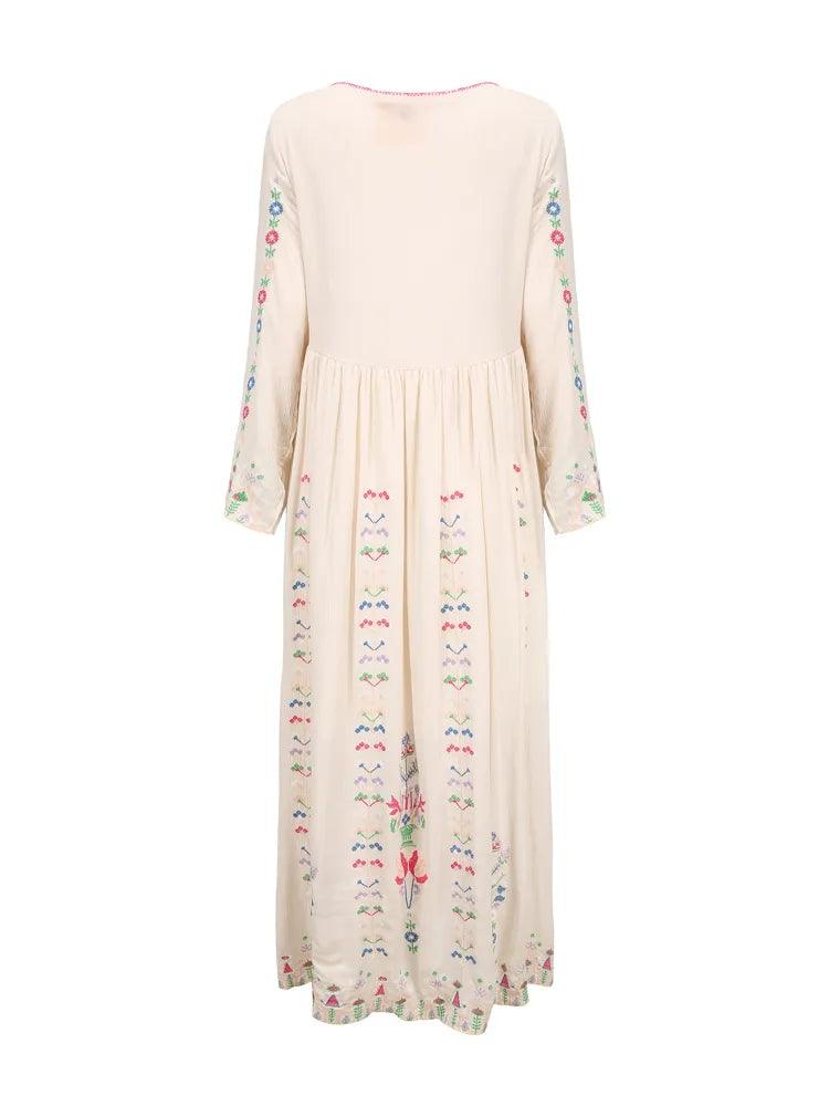 Summer new Bohemian tourist holiday beach dress heavy industry embroidery ethnic wind v-neck dress - YOURISHOP.COM