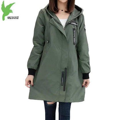 Trench Coat Womens 2022 Spring Autumn Hoodies Tops Slim Students Baseball Clothes Medium length Windbreaker Coats Lady Outerwear - YOURISHOP.COM