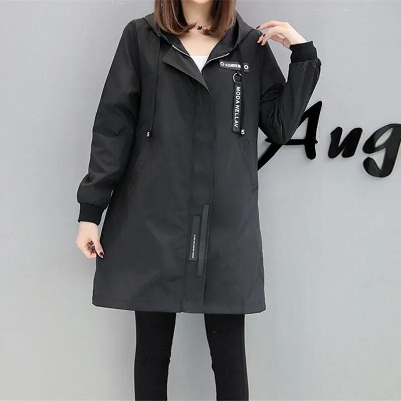 Trench Coat Womens 2022 Spring Autumn Hoodies Tops Slim Students Baseball Clothes Medium length Windbreaker Coats Lady Outerwear - YOURISHOP.COM