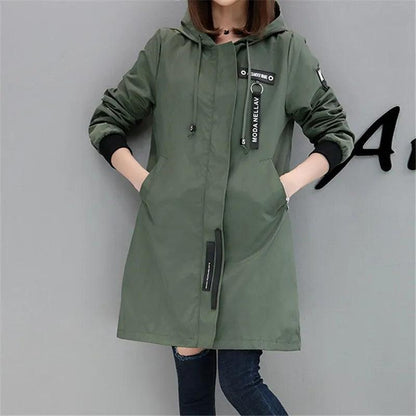 Trench Coat Womens 2022 Spring Autumn Hoodies Tops Slim Students Baseball Clothes Medium length Windbreaker Coats Lady Outerwear - YOURISHOP.COM