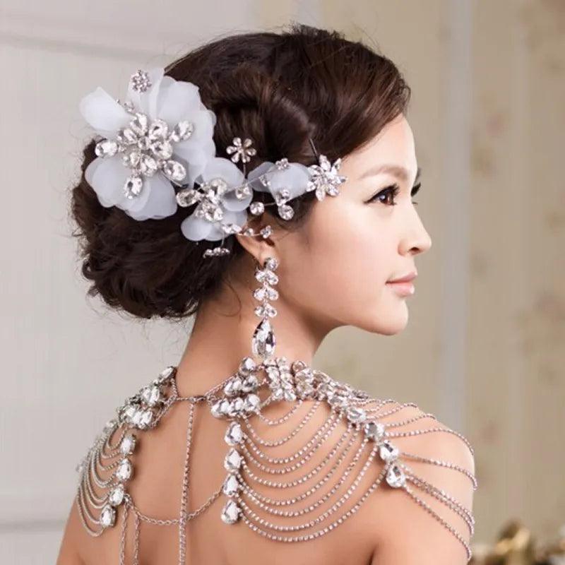 Vintage Bridal Shoulder Strap Luxury Wedding Jewelry Long Crystal Necklace Chains - YOURISHOP.COM