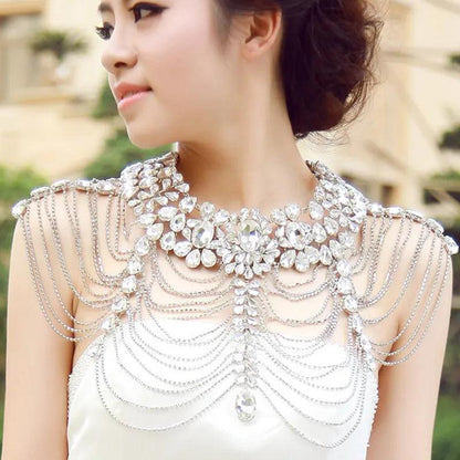 Vintage Bridal Shoulder Strap Luxury Wedding Jewelry Long Crystal Necklace Chains - YOURISHOP.COM