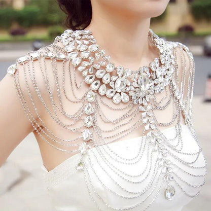 Vintage Bridal Shoulder Strap Luxury Wedding Jewelry Long Crystal Necklace Chains - YOURISHOP.COM