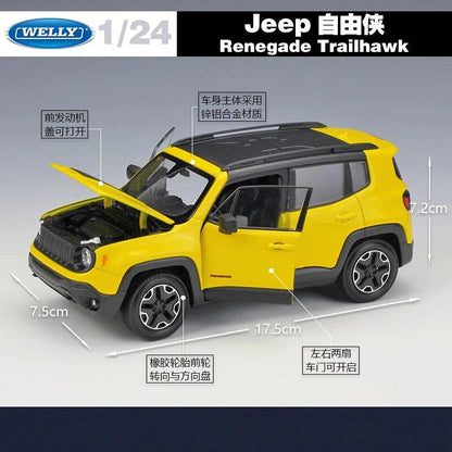 Welly Diecast 1:24 High Simulation Metal Jeep Renegade Trailhawk SUV Car Alloy Vehicle Model Toy Cars For Boys Gift Collection - YOURISHOP.COM