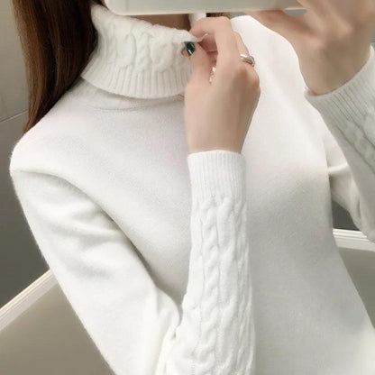 Women Sweater Turtleneck Pullovers Autumn Winter Sweaters New 2023 Long Sleeves Thick Warm Female Sweater Khaki - YOURISHOP.COM