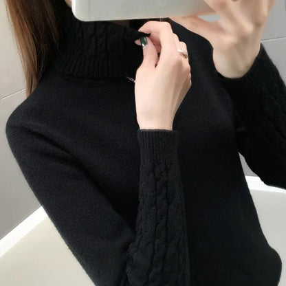 Women Sweater Turtleneck Pullovers Autumn Winter Sweaters New 2023 Long Sleeves Thick Warm Female Sweater Khaki - YOURISHOP.COM