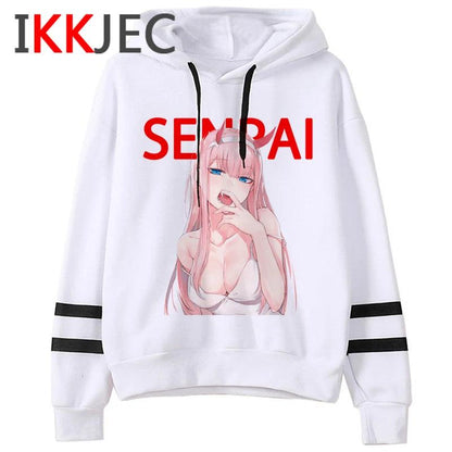 Zero Two Darling In The Franxx Funny Cartoon Harajuku Hoodies Men Unisex Aesthetic Senpai Waifu Anime Sweatshirt 90s Hoody Male - YOURISHOP.COM