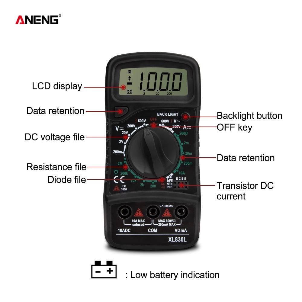 ANENG XL830L Digital Multimeter Esr Meter Testers Automotive Electrical Dmm Transistor Peak Tester Meter Capacitance Meter - YOURISHOP.COM