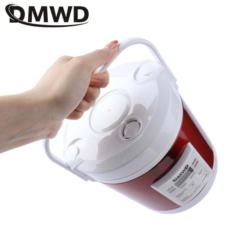 DMWD Electric Mini Rice Cooker Car Use Household Eggs Food Steamer Soup  Porridge Cooking Machine Heating Lunch Box 1.6L 12V 24V