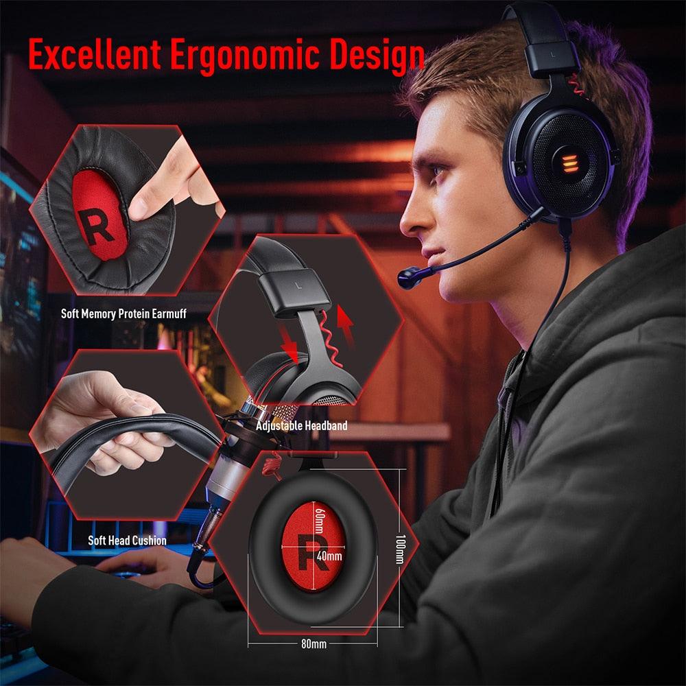 EKSA Gaming Headset Gamer E900/E900 Pro 7.1 Surround Wired Gaming Headphones with Microphone For PC/PS4/PS5/Xbox one/Switch - YOURISHOP.COM